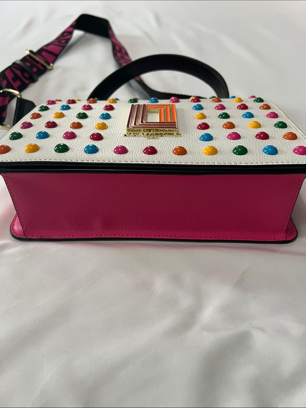 Karl Lagerfeld Paris Simone Rainbow Studded Crossbody - Picture 8 of 14